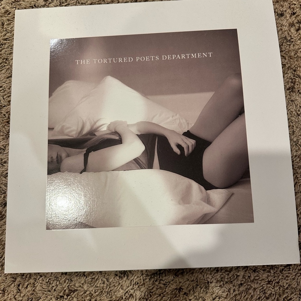 Taylor Swift Black and White Tortured Poets Department Vinyl Record Player Album